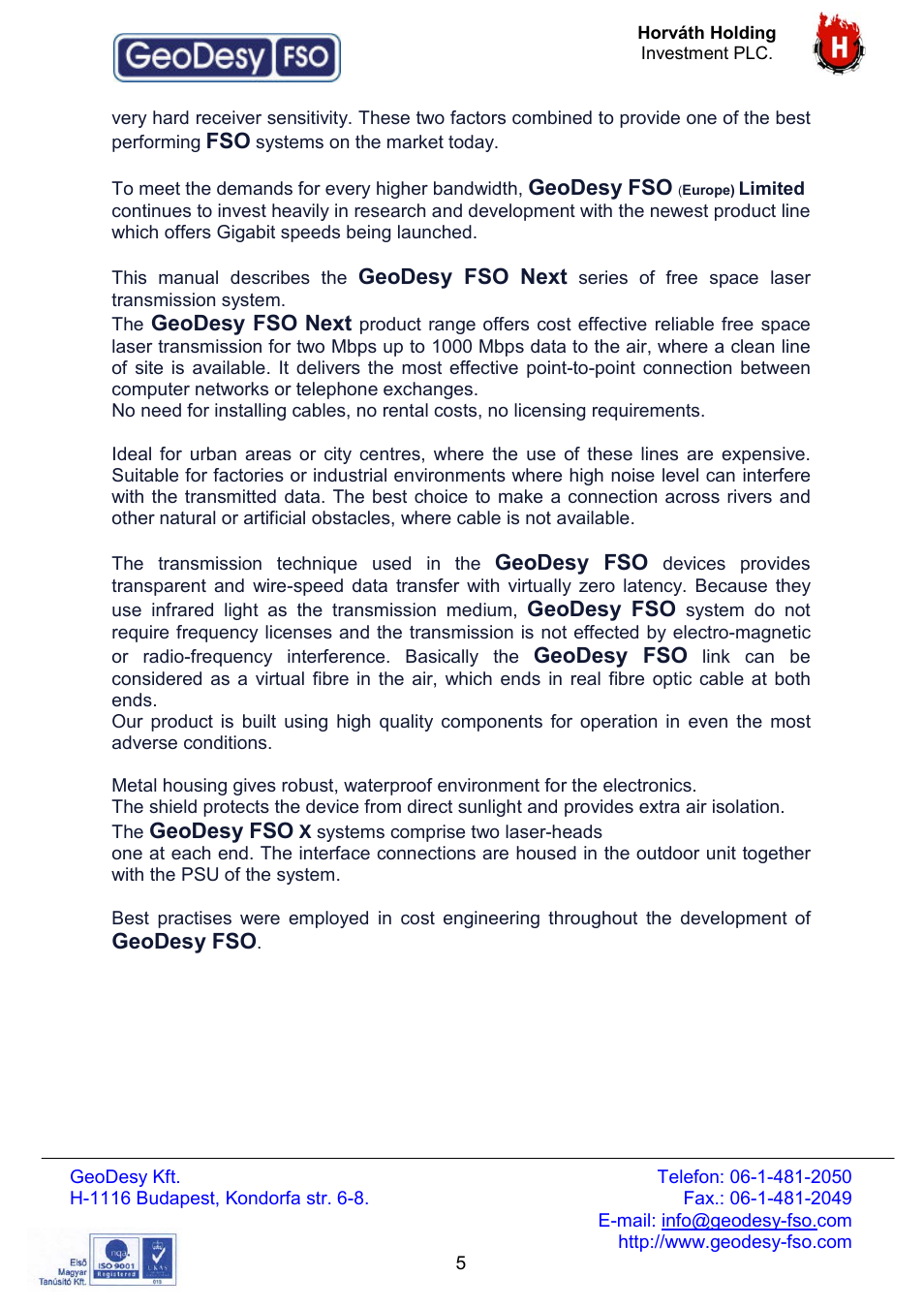 GeoDesy FSO Giga Next series User Manual | Page 5 / 56