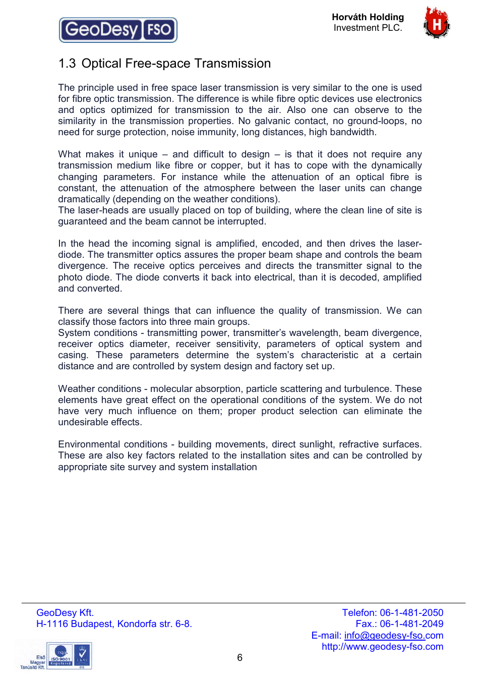 3 optical free-space transmission | GeoDesy FSO Giga Next series User Manual | Page 6 / 56