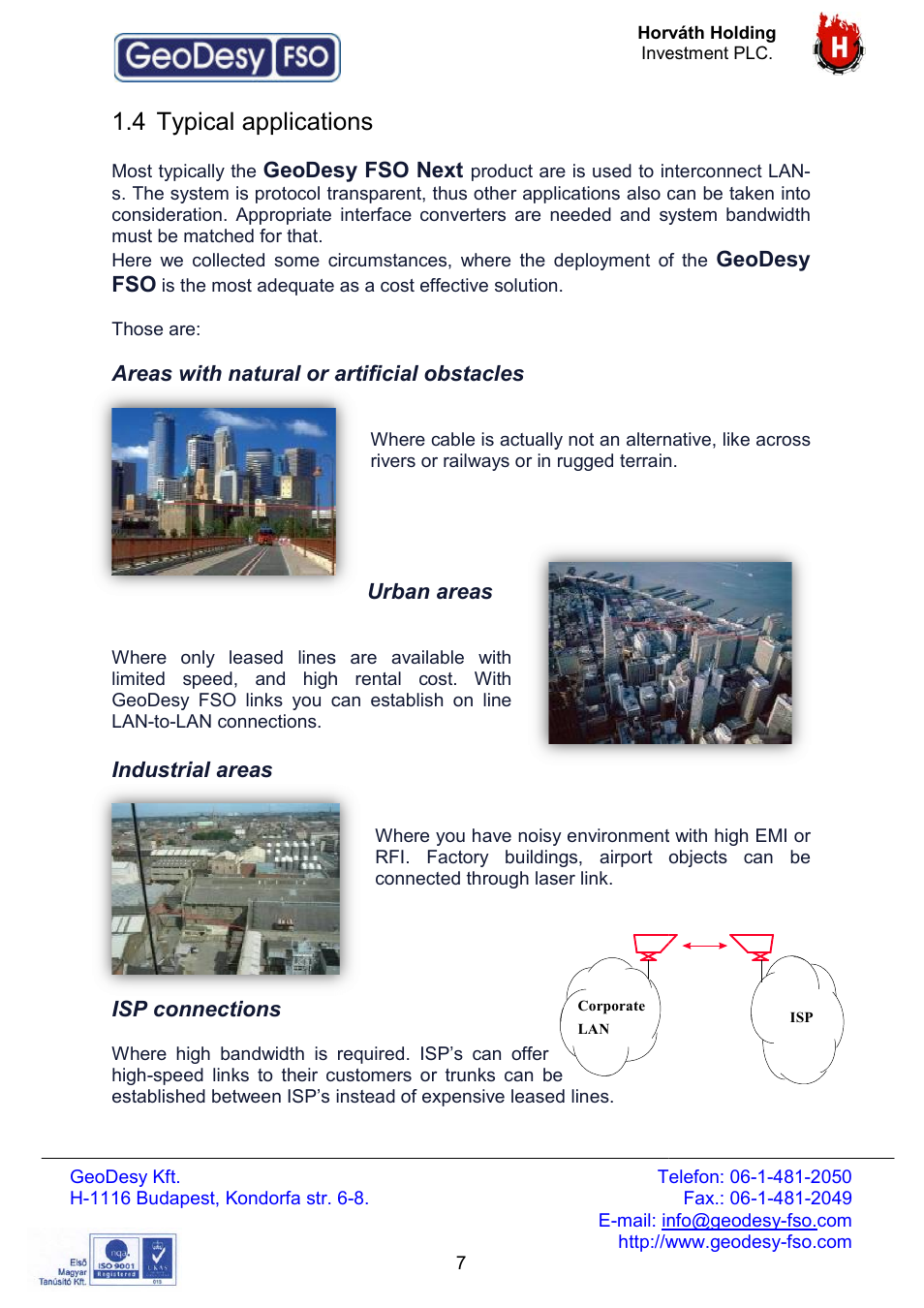 4 typical applications, Typical applications | GeoDesy FSO Giga Next series User Manual | Page 7 / 56