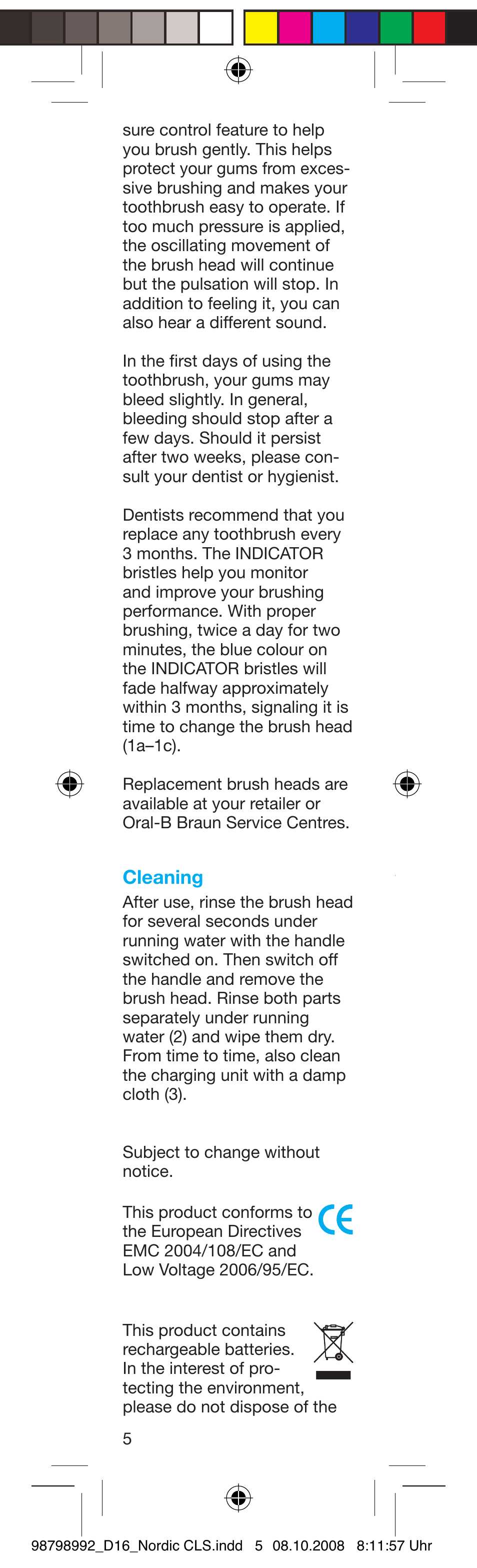 Cleaning | Braun D16.513 User Manual | Page 6 / 28