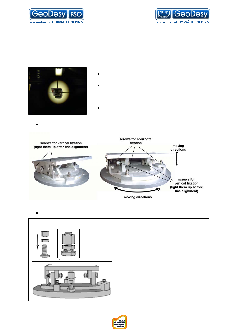 4 alignment of the heads, Alignment of the heads | GeoDesy FSO GD series User Manual | Page 39 / 79