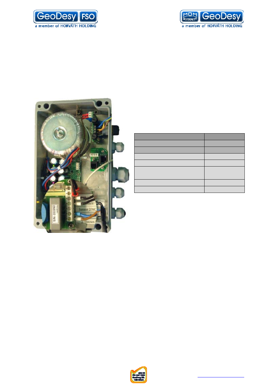 Outdoor interconnection unit with heater | GeoDesy FSO GD series User Manual | Page 75 / 79