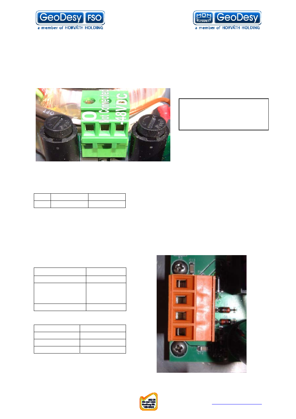 5 48 vdc power supply connections, 48 vdc power supply connections | GeoDesy FSO GD series User Manual | Page 76 / 79