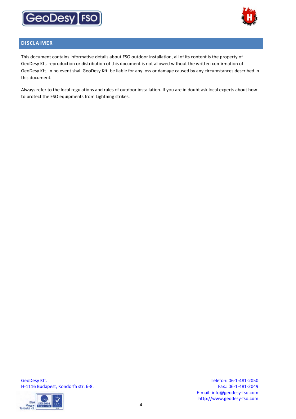 GeoDesy FSO lightning protection requirements for FSO User Manual | Page 4 / 4
