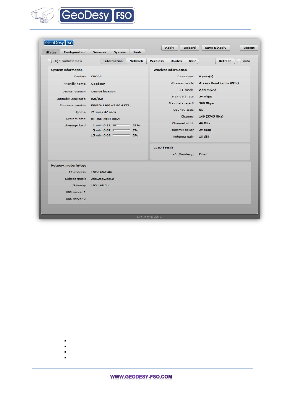 Station setup, 2 station setup | GeoDesy FSO GeoData20 series User Manual | Page 13 / 70