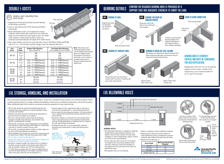 Bearing for door or window header, Bearing at concrete wall | Georgia-Pacific GP Lam LVL User Manual | Page 8 / 8