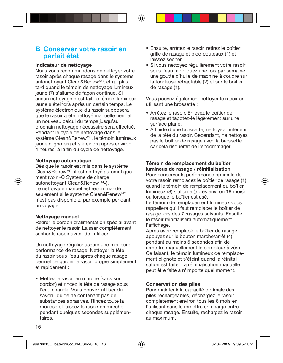 B conserver votre rasoir en parfait état | Braun 5772 User Manual | Page 16 / 26