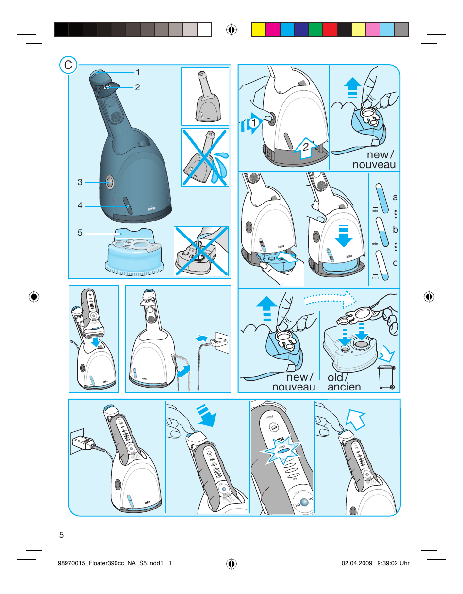 New / nouveau new / nouveau old / ancien, Ab c | Braun 5772 User Manual | Page 5 / 26