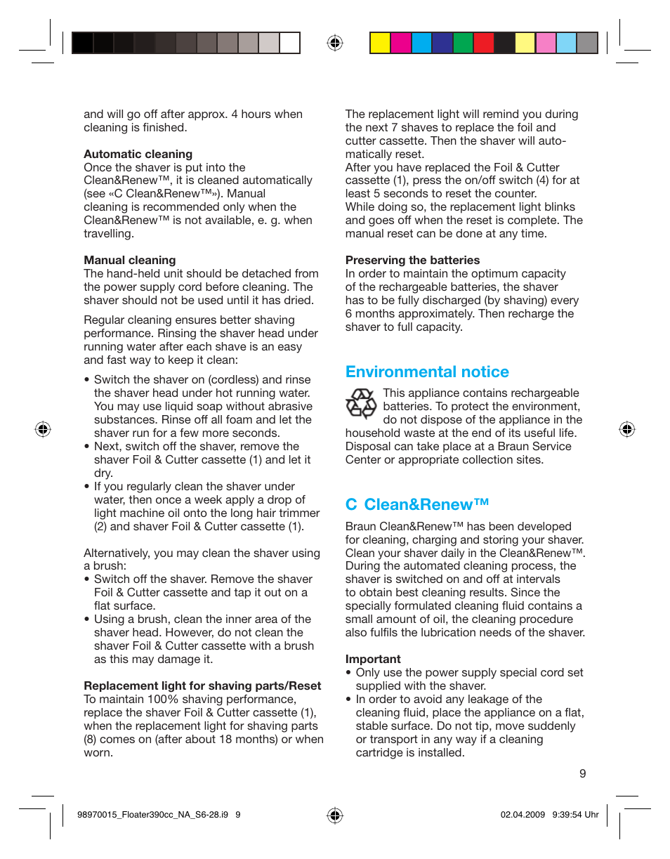 Environmental notice, C clean&renew | Braun 5772 User Manual | Page 9 / 26