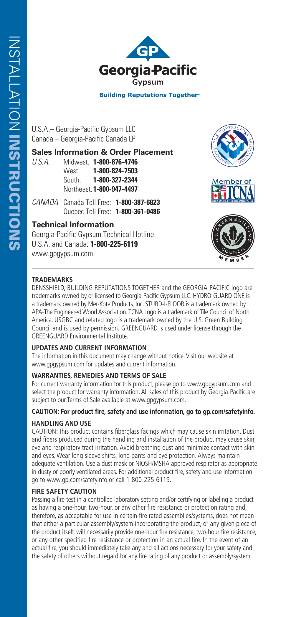 Georgia-Pacific DensShield Tile Backer User Manual | Page 12 / 24