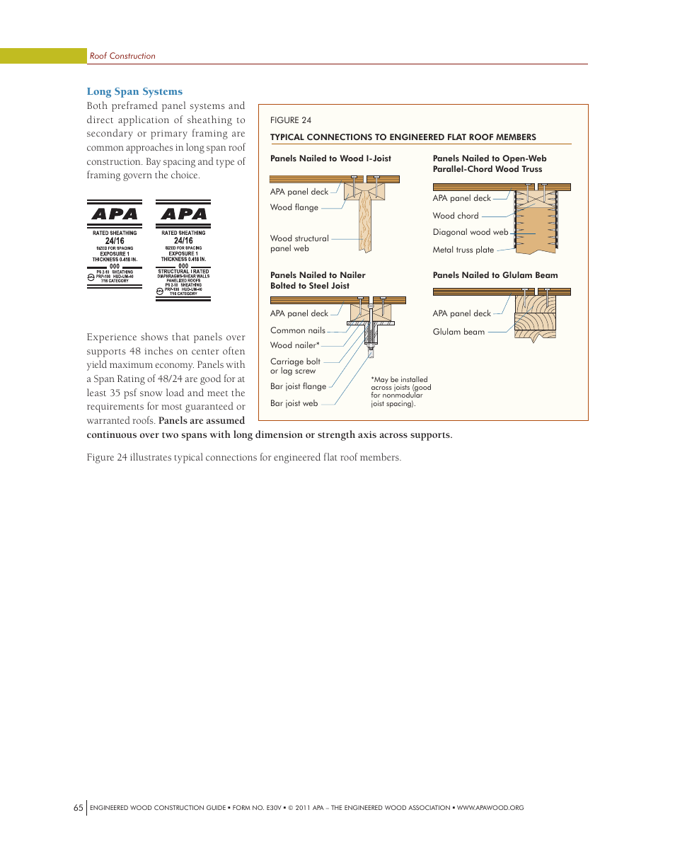 Long span systems | Georgia-Pacific APA Engineered Wood Construction Guide - Roofs User Manual | Page 8 / 14