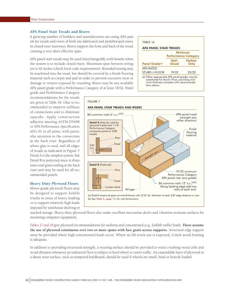 Apa panel stair treads and risers, Heavy duty plywood floors | Georgia-Pacific APA Engineered Wood Construction Guide - Floors User Manual | Page 16 / 19