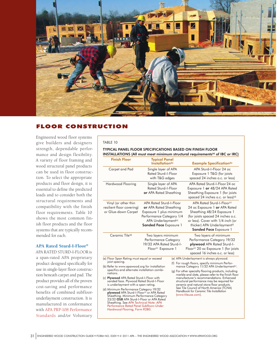 Floor construction, Apa rated sturd-i-floor, Apa support and resources | Georgia-Pacific APA Engineered Wood Construction Guide - Floors User Manual | Page 4 / 19
