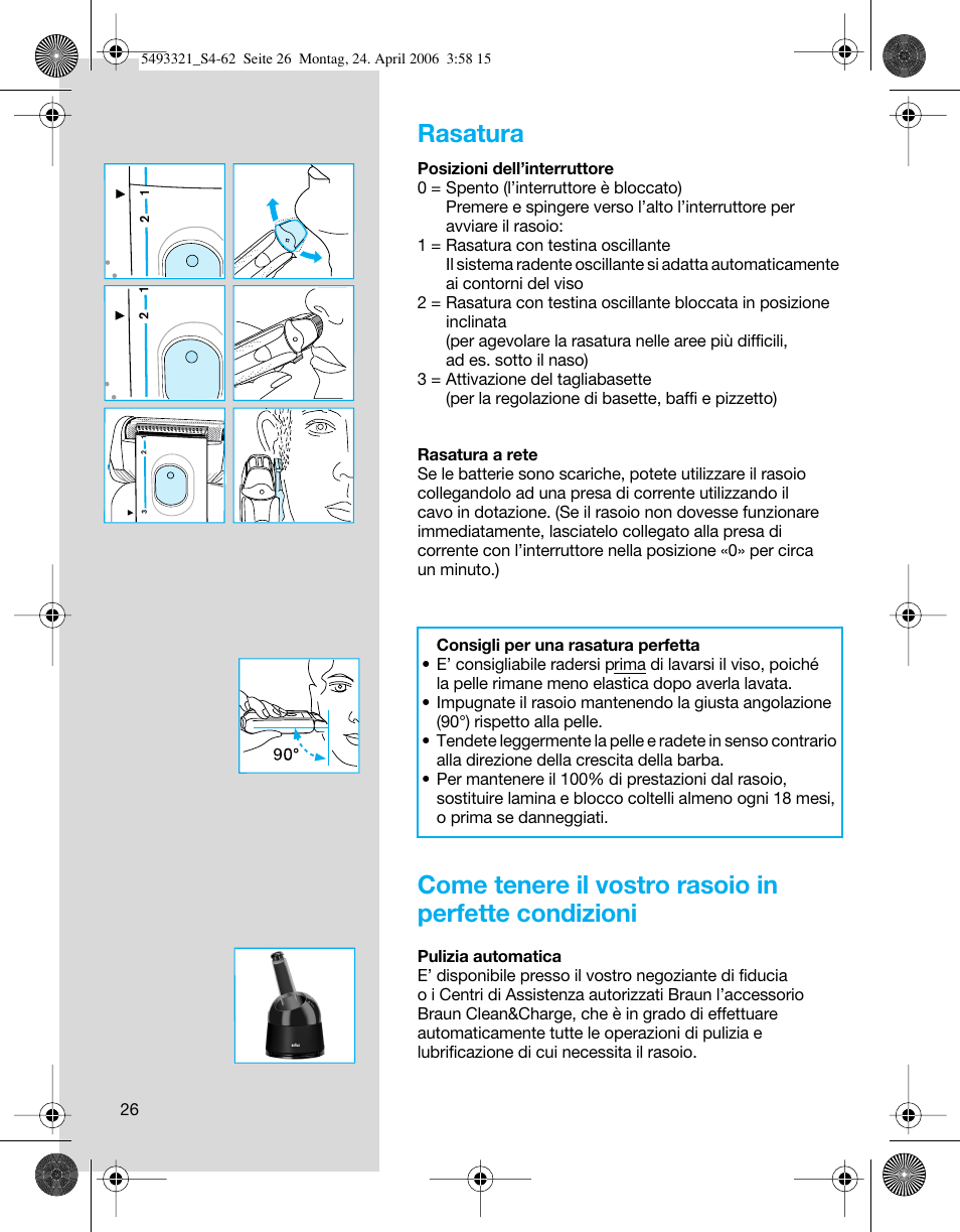 Rasatura | Braun 7650 User Manual | Page 26 / 60
