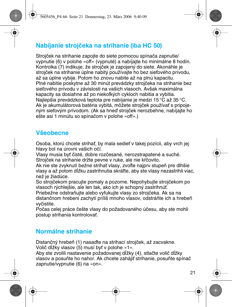 Braun HC 50 User Manual | Page 21 / 62