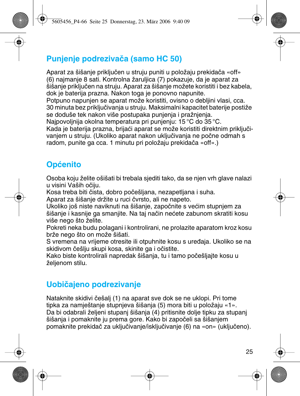 Braun HC 50 User Manual | Page 25 / 62