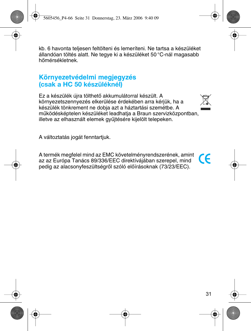 Braun HC 50 User Manual | Page 31 / 62