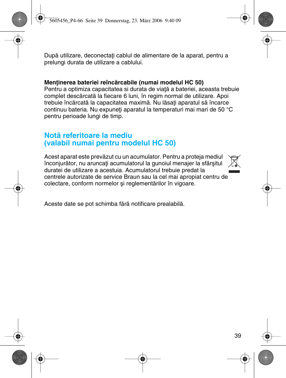 Braun HC 50 User Manual | Page 39 / 62