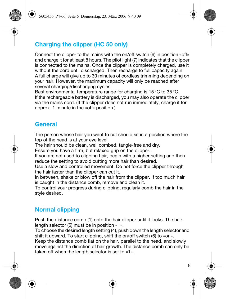 Braun HC 50 User Manual | Page 5 / 62