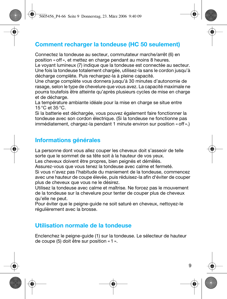 Braun HC 50 User Manual | Page 9 / 62