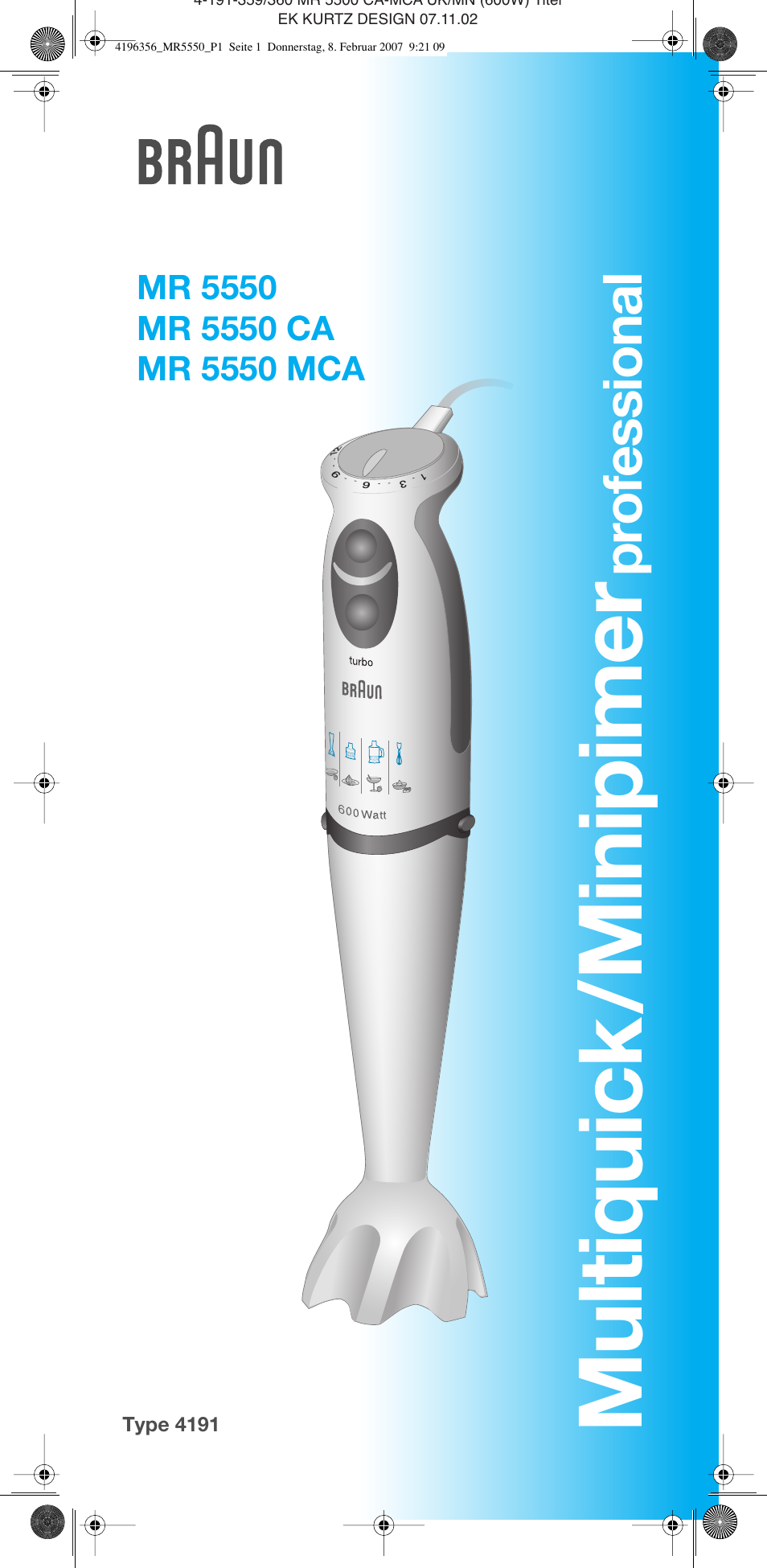 Braun MR 5550 MCA User Manual | 39 pages