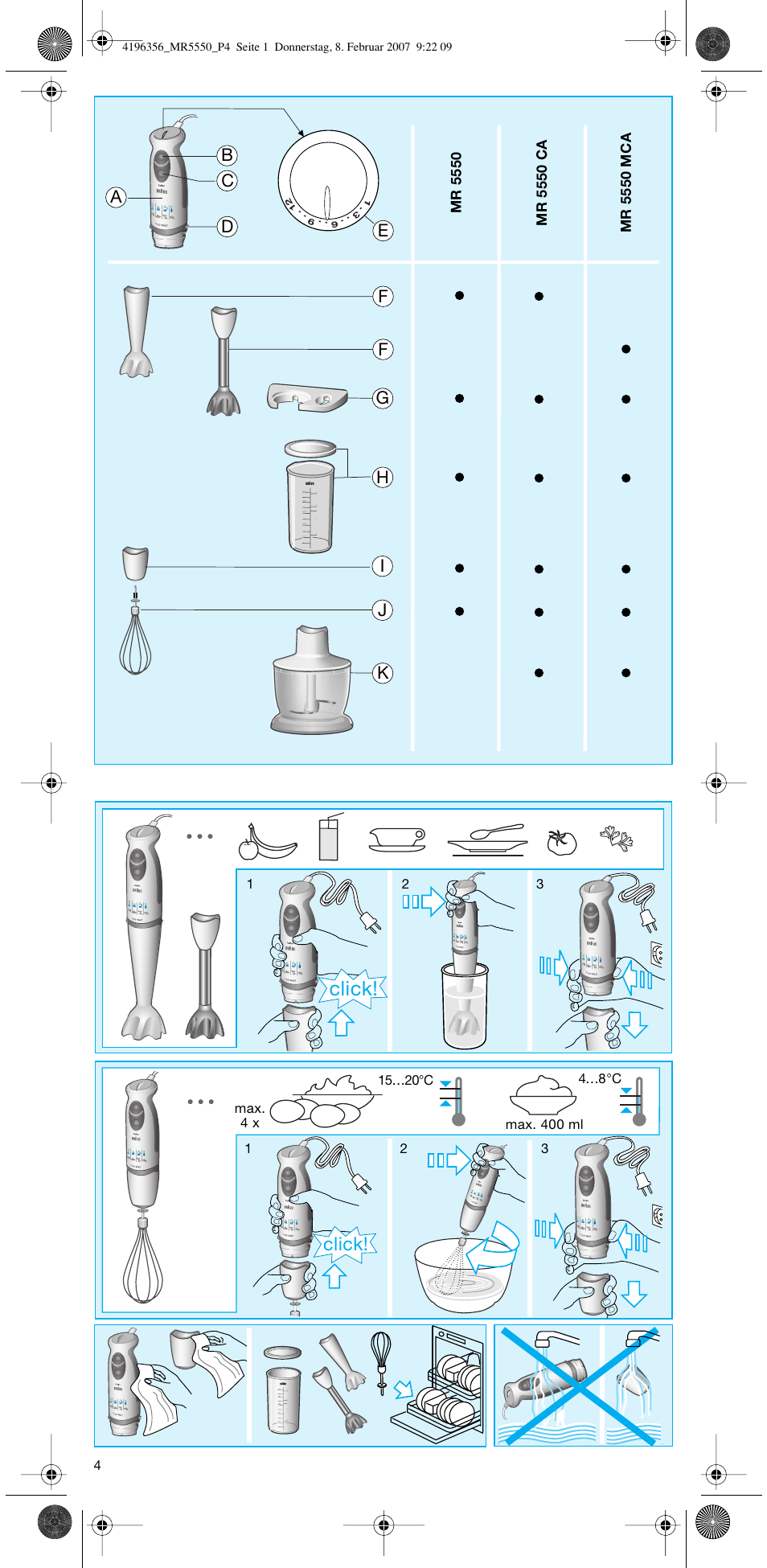 Click | Braun MR 5550 MCA User Manual | Page 3 / 39