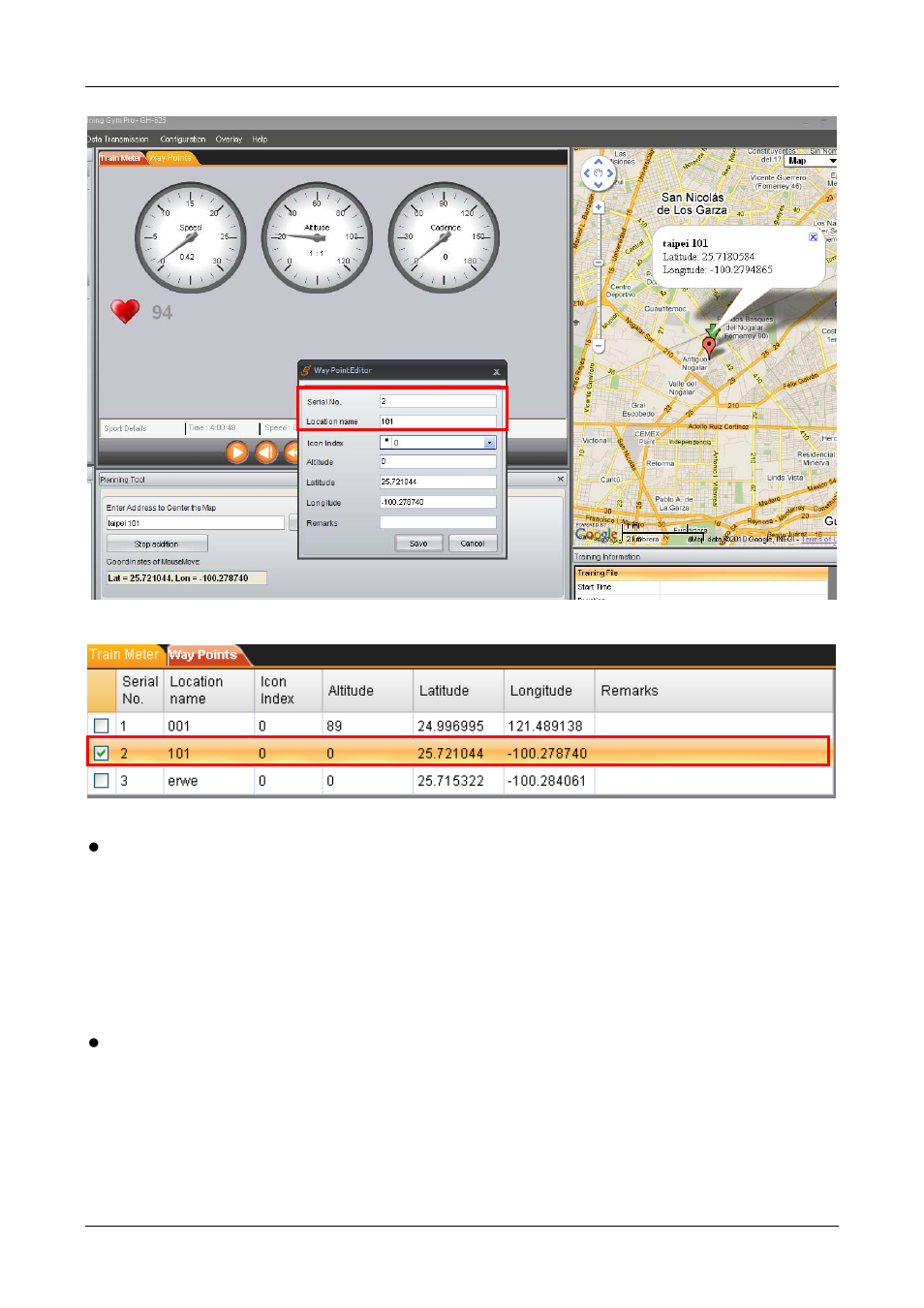 5 data transmission menu, 1 track point | GLOBALSAT Training Gym Pro v1.0 Instruction Manual User Manual | Page 18 / 30