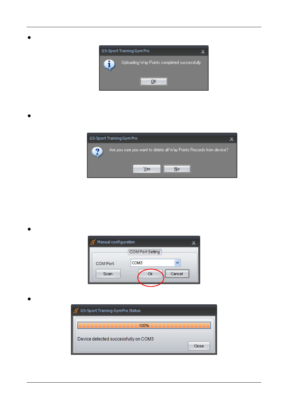 6 configuration menu, 1 com port setting | GLOBALSAT Training Gym Pro v1.0 Instruction Manual User Manual | Page 23 / 30