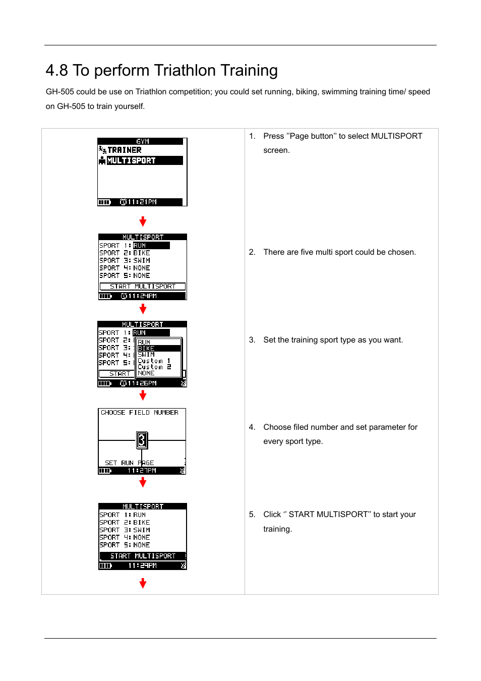 8 to perform triathlon training | GLOBALSAT GH-505 User Manual User Manual | Page 20 / 65