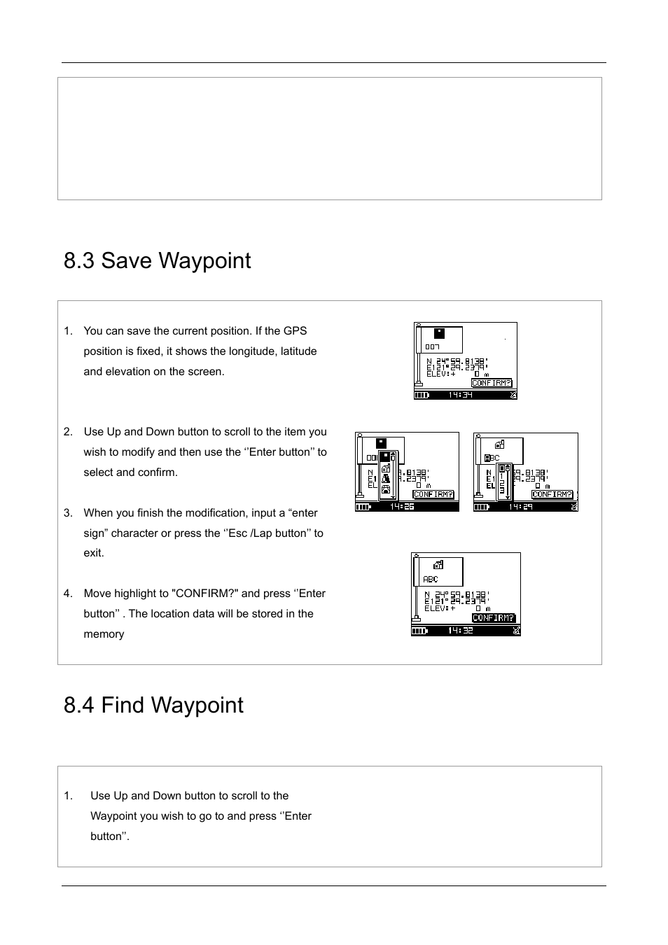 3 save waypoint, 4 find waypoint, 1 list all | GLOBALSAT GH-505 User Manual User Manual | Page 35 / 65