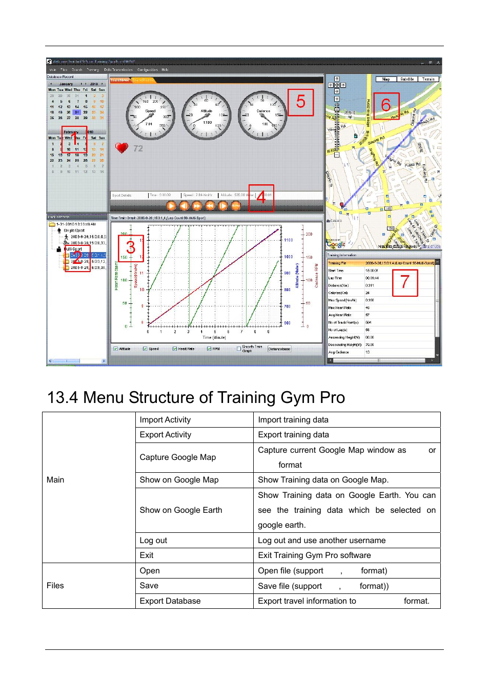 4 menu structure of training gym pro | GLOBALSAT GH-505 User Manual User Manual | Page 51 / 65