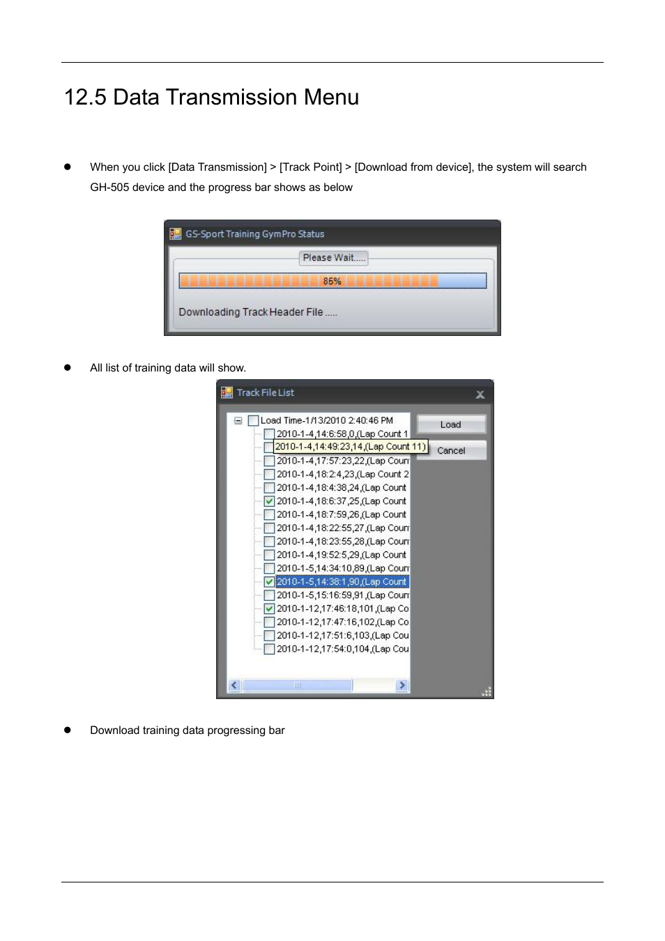 5 data transmission menu, 1 track point | GLOBALSAT GH-505 User Manual User Manual | Page 58 / 65