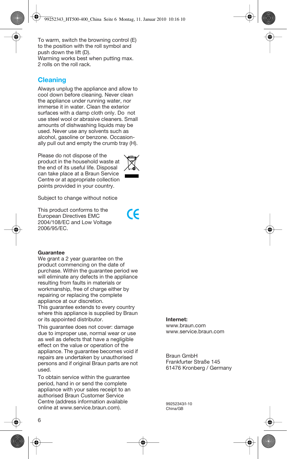 Cleaning | Braun HT500 User Manual | Page 6 / 6