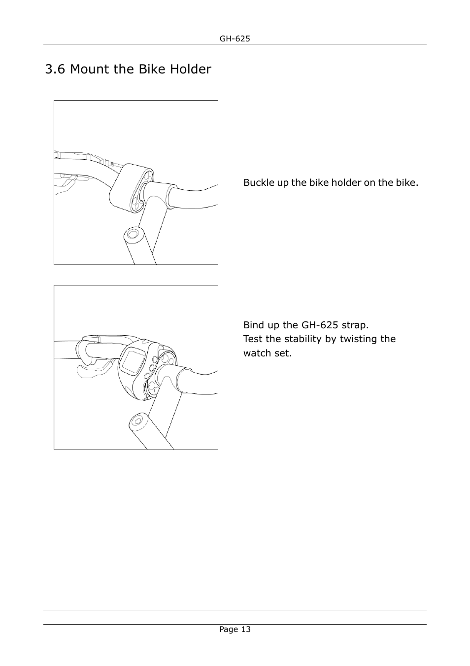 6 mount the bike holder | GLOBALSAT GH-625 User Manual User Manual | Page 13 / 63