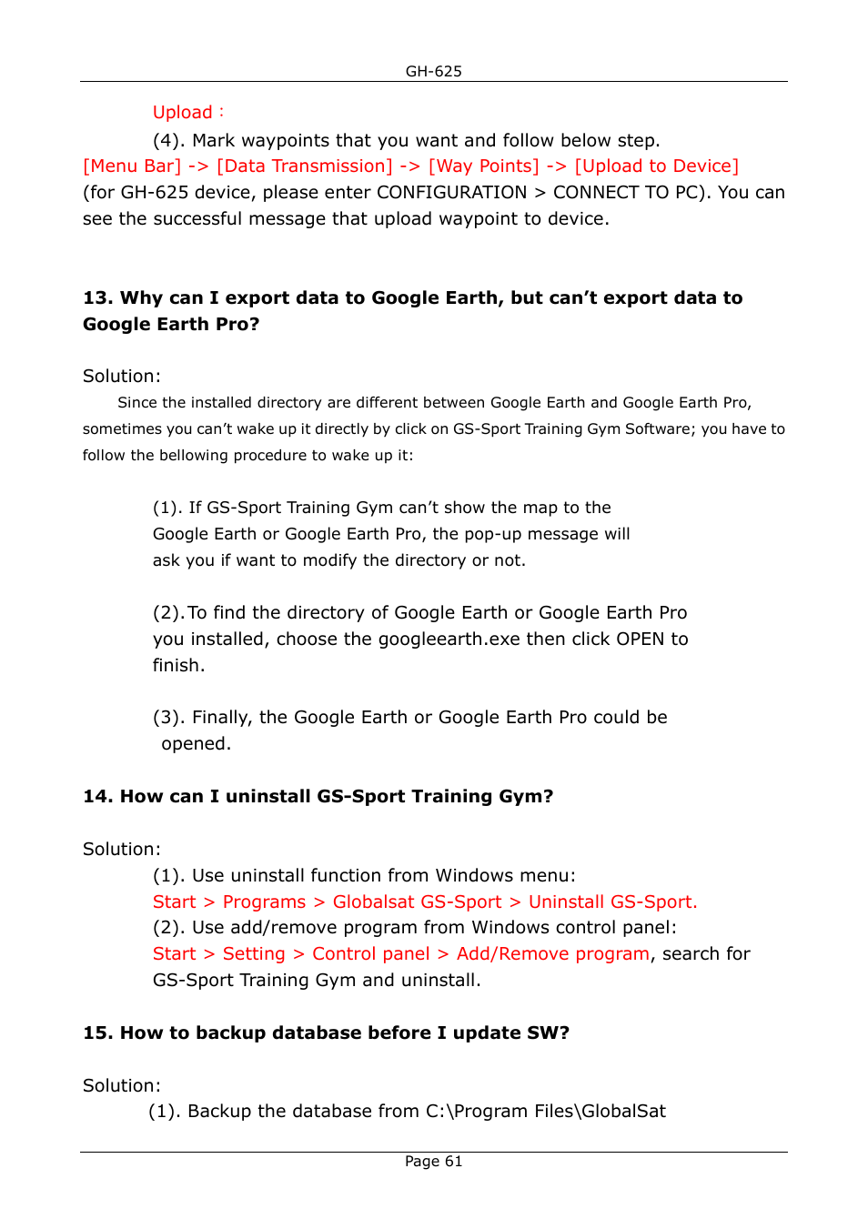 GLOBALSAT GH-625 User Manual User Manual | Page 61 / 63