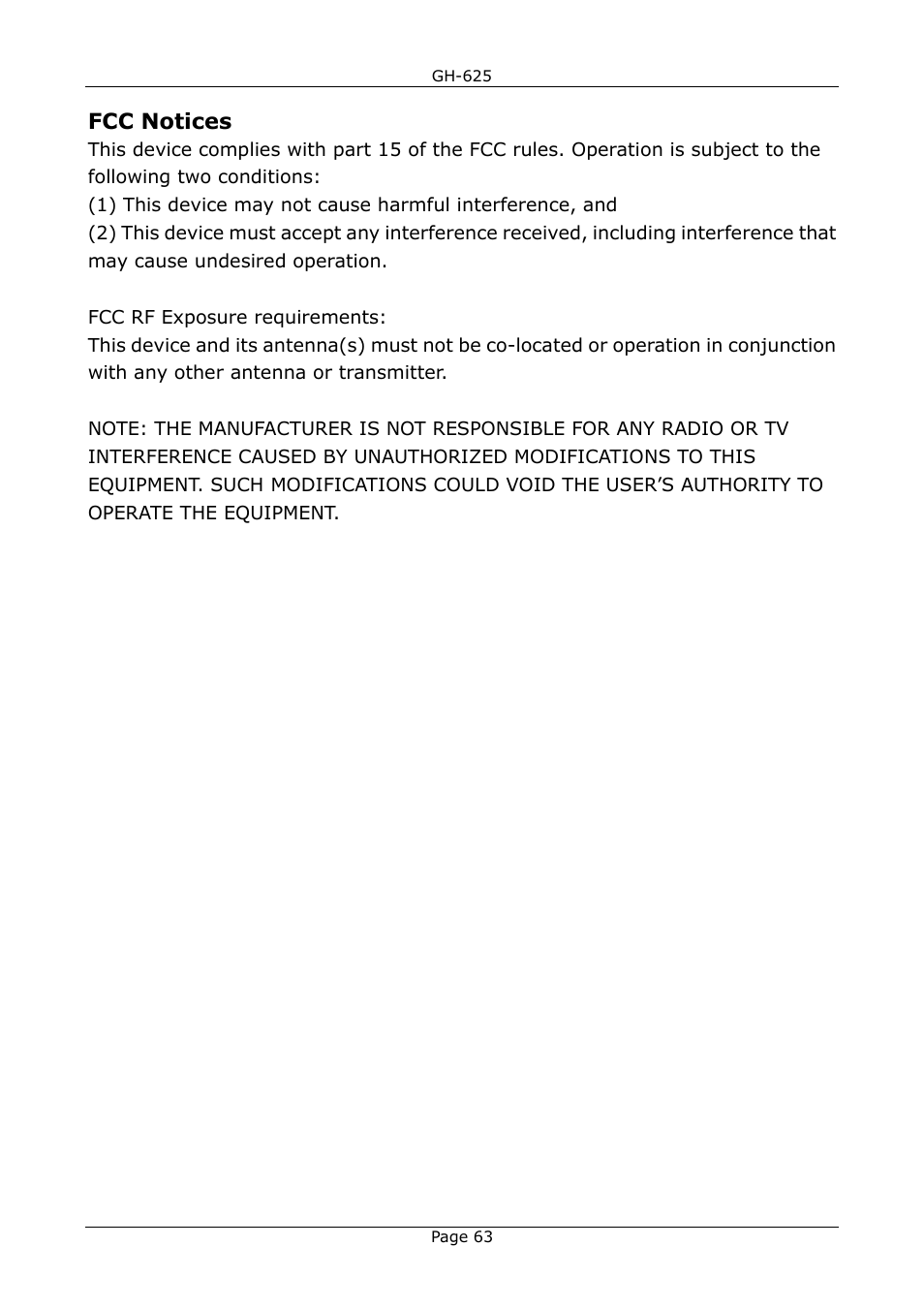 GLOBALSAT GH-625 User Manual User Manual | Page 63 / 63
