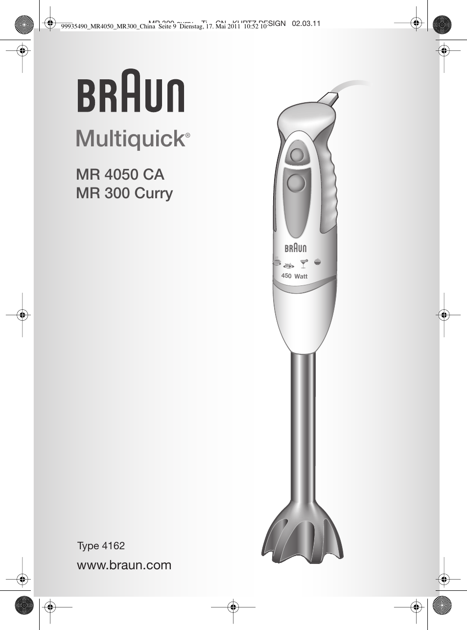 Braun MR 4050 CA User Manual | 8 pages