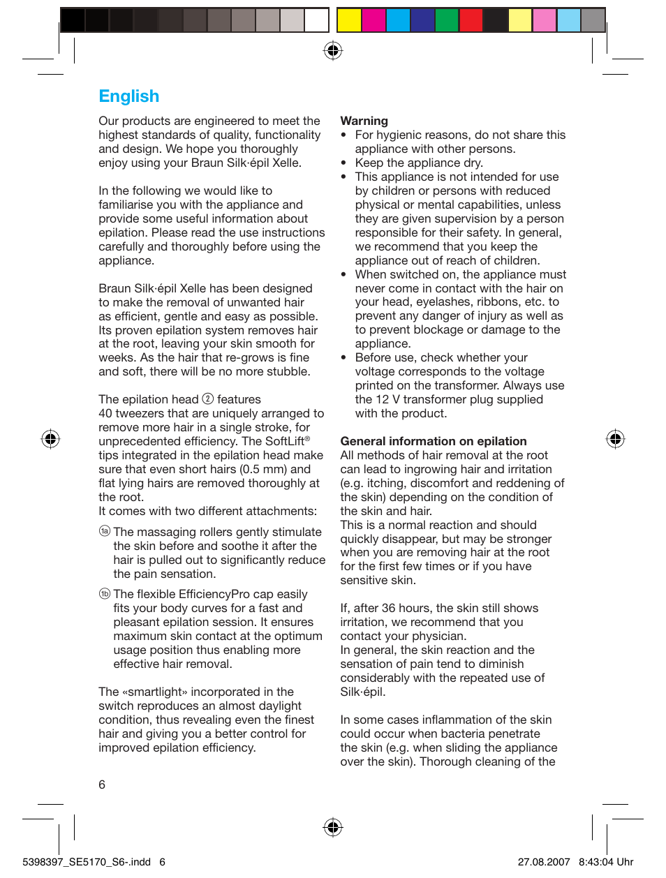 English | Braun 5270 User Manual | Page 5 / 67