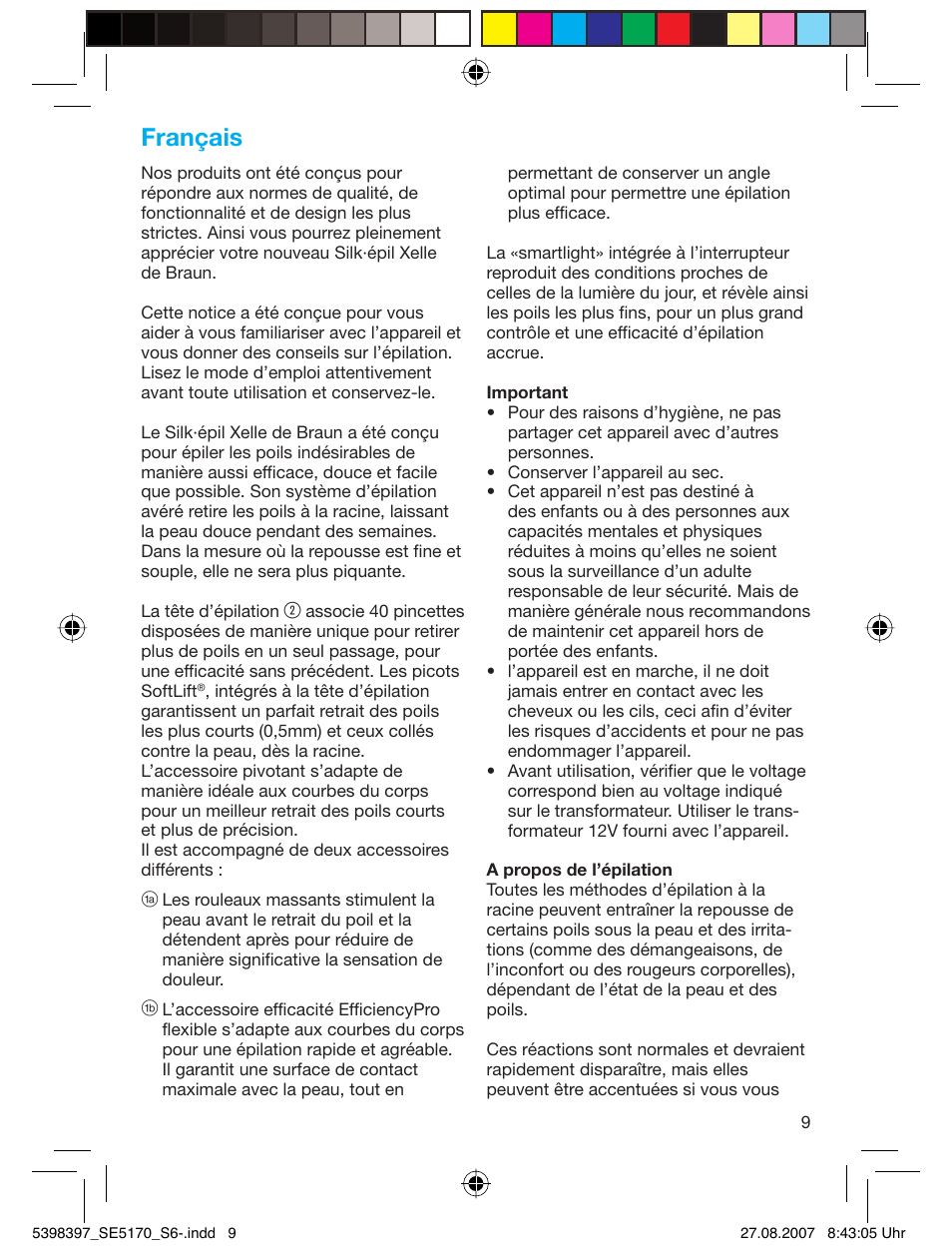 Français | Braun 5270 User Manual | Page 8 / 67