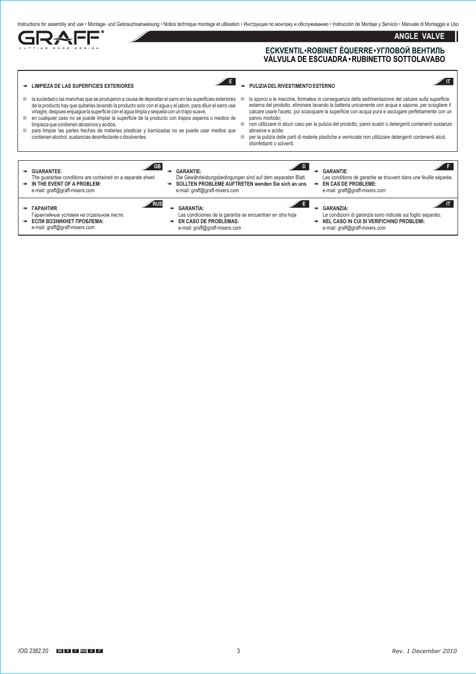 Graff ANGLE VALVE User Manual | Page 3 / 3