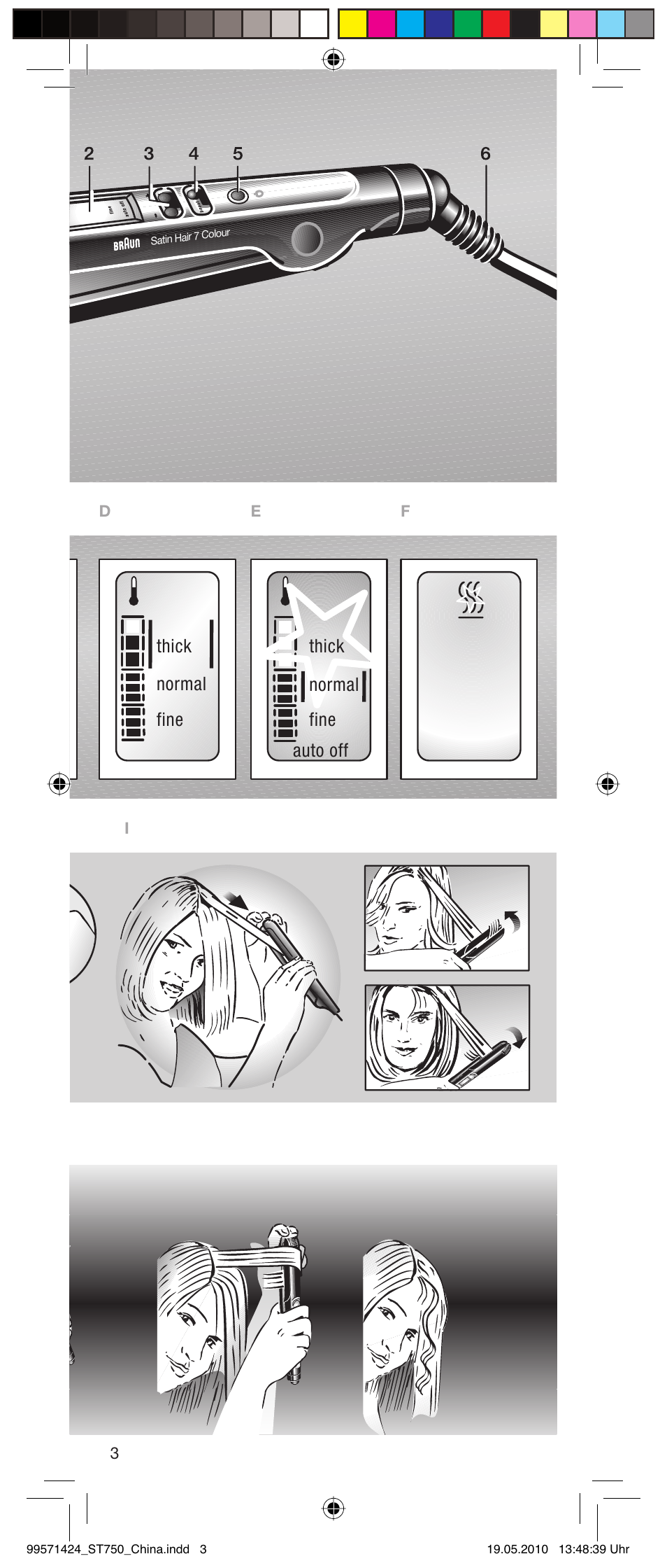 Fine thick fine thick normal auto off normal | Braun SATIN ST 750 User Manual | Page 3 / 10