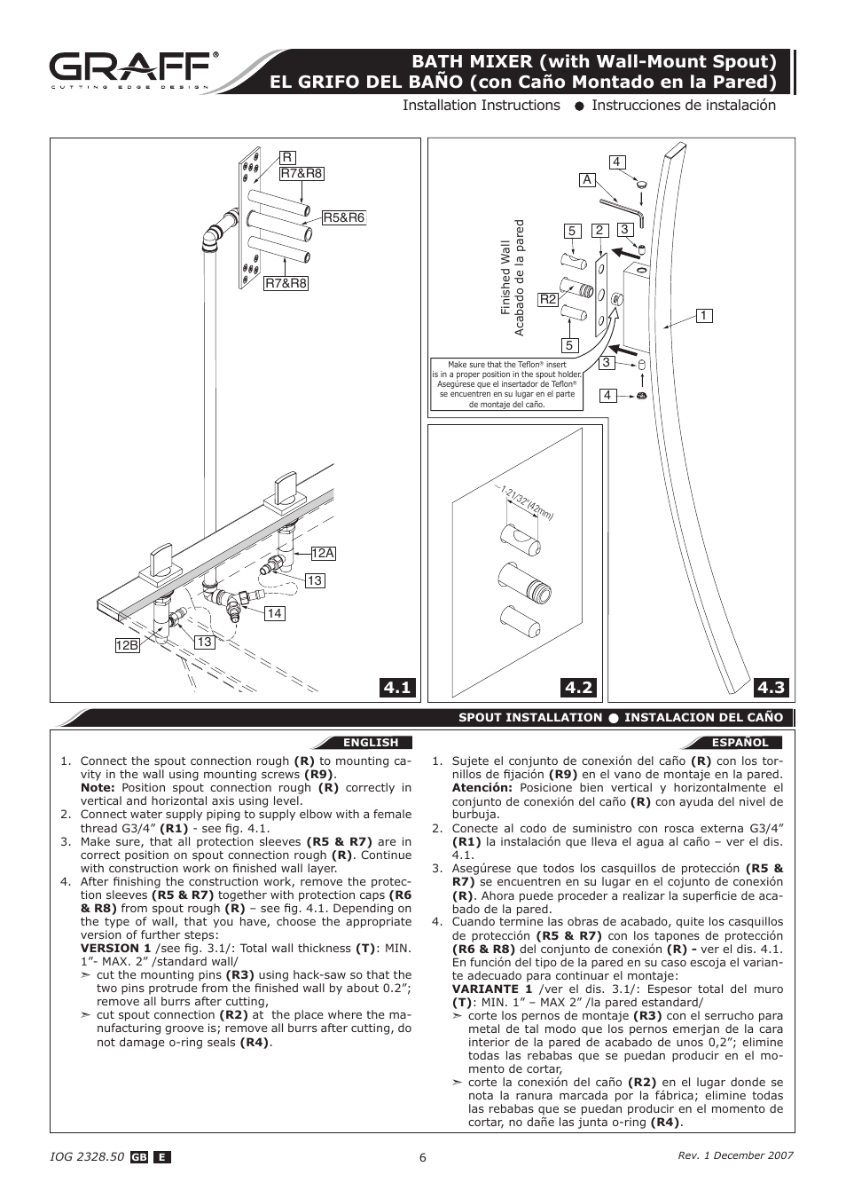 Graff BATH MIXER (with Wall-Mount Spout) User Manual | Page 6 / 12