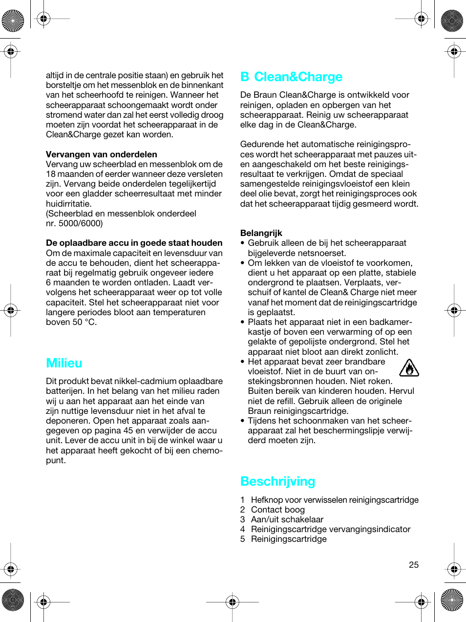 Milieu, B clean&charge, Beschrijving | Braun 5691 User Manual | Page 24 / 53
