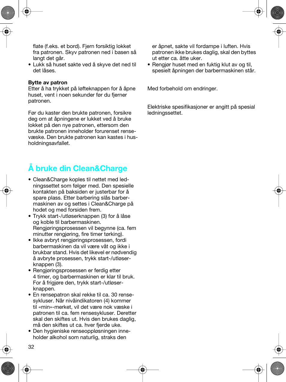 Å bruke din clean&charge | Braun 5691 User Manual | Page 31 / 53