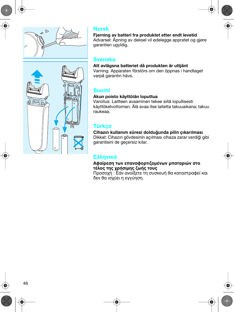 Norsk, Svenska, Suomi | Türkçe, Eïïëóèî | Braun 5691 User Manual | Page 45 / 53