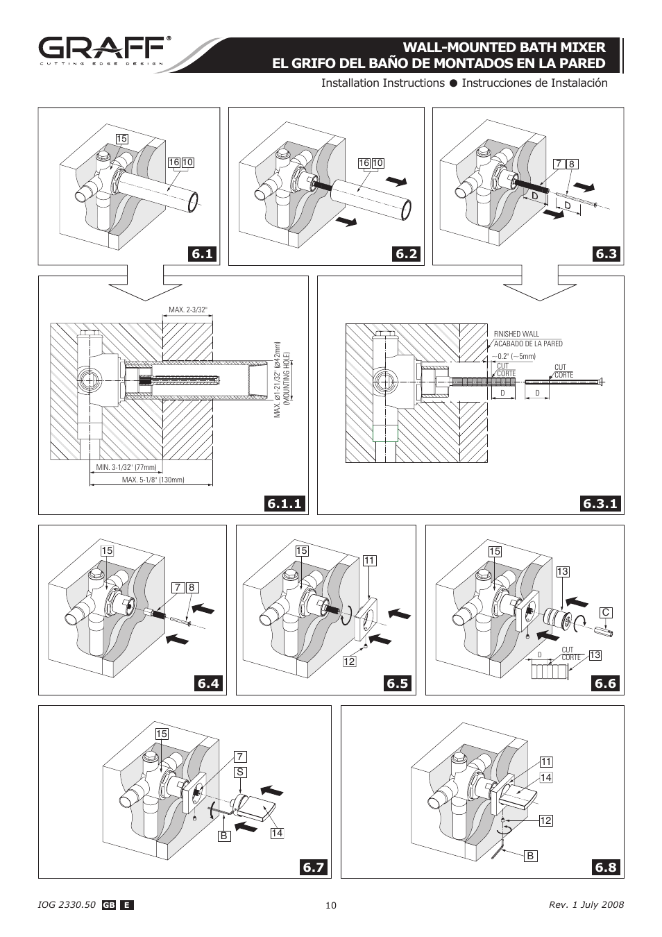 Graff WALL-MOUNTED BATH MIXER User Manual | Page 10 / 14