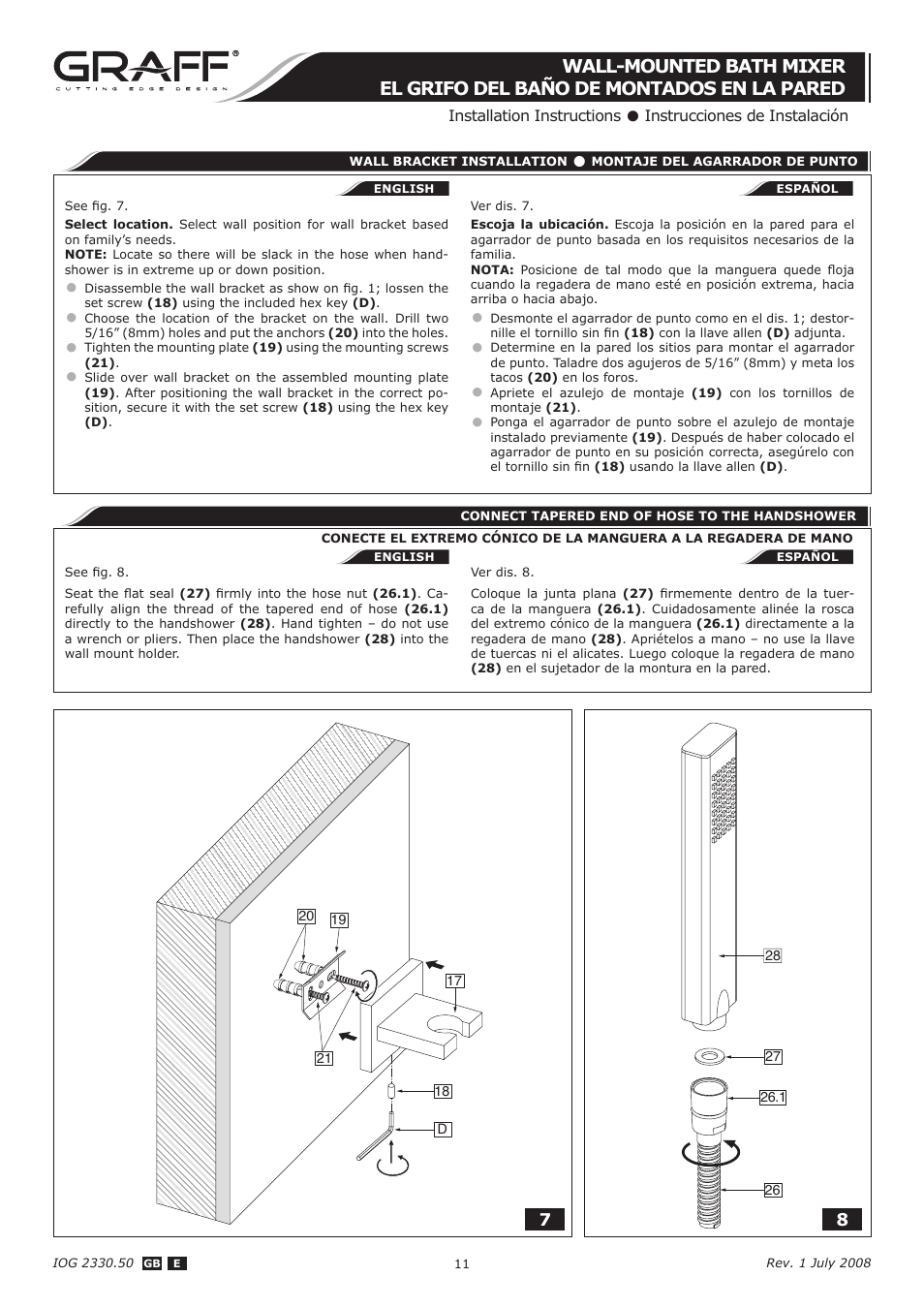 Graff WALL-MOUNTED BATH MIXER User Manual | Page 11 / 14