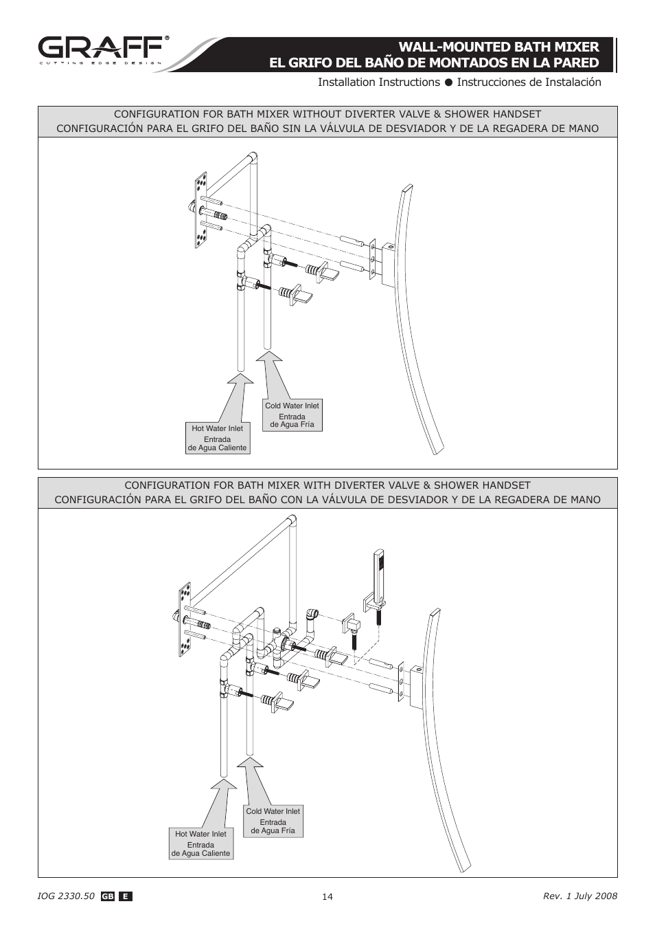 Graff WALL-MOUNTED BATH MIXER User Manual | Page 14 / 14