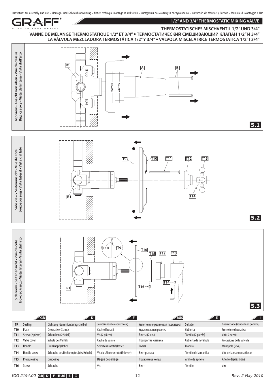 Graff 1/2” AND 3/4” THERMOSTATIC MIXING VALVE User Manual | Page 12 / 14