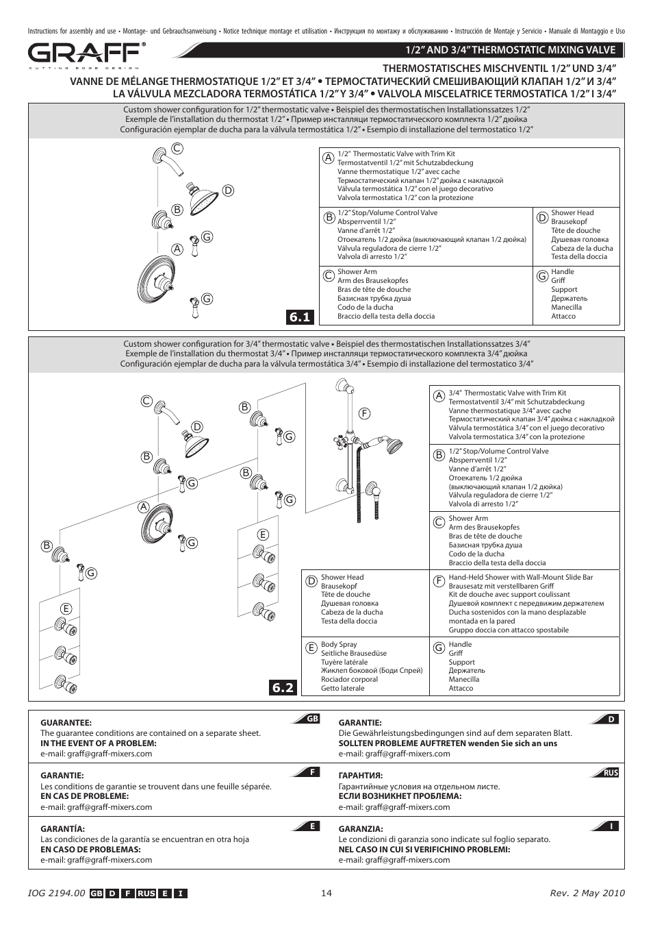 Graff 1/2” AND 3/4” THERMOSTATIC MIXING VALVE User Manual | Page 14 / 14